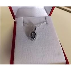 NECKLACE - EMERALD FACETED OCEAN BLUE MYSTIC TOPAZ & DIAMOND IN STERLING SILVER SETTING - RETAIL EST