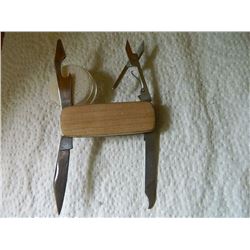 NEW MULTI USE KNIFE WITH WOOD HANDLE