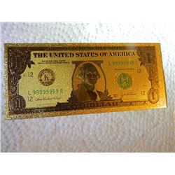 GOLD FOIL BILL - 24K SOLID GOLD - USA $1 - not legal tender