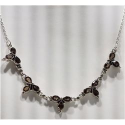 NECKLACE - 15 PEAR FACETED SMOKEY TOPAZ  IN BEAUTIFUL 925 STERLING SILVER SETTING - RETAIL ESTIMATE 