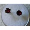 Image 1 : EARRINGS - NEW 2.1CTW ROUND FACETED RICH RED BROWN GARNET IN STERLING SILVER SETTING - RETAIL ESTIMA
