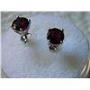 Image 2 : EARRINGS - NEW 2.1CTW ROUND FACETED RICH RED BROWN GARNET IN STERLING SILVER SETTING - RETAIL ESTIMA