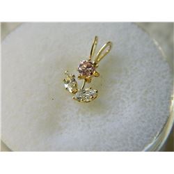 PENDANT - CUBIC ZIRCONIA IN 14K YELLOW GOLD FLOWERED DESIGNED SETTING - RETAIL ESTIMATE $500