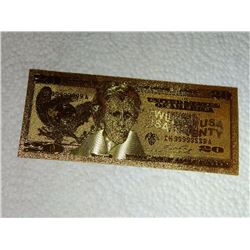 GOLD FOIL BILL - 24K SOLID GOLD - USA $20 - not legal tender