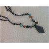 Image 2 : NECKLACE - BLACK ONYX & AGATE GEMSTONES