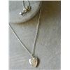 Image 3 : NECKLACE - STAMPED "MC STER" - 12" LONG - HEART PENDANT - FLOWER ENGRAVED