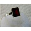 Image 2 : RING -PRINCESS FACETED RICH RED GARNET(9.1 X 7.1mm ) IN STERLING SILVER SOLITAIRE SETTING - RETAIL E