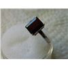 Image 3 : RING -PRINCESS FACETED RICH RED GARNET(9.1 X 7.1mm ) IN STERLING SILVER SOLITAIRE SETTING - RETAIL E