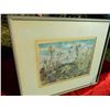 Image 1 : FRAMED PICTURE - MOUNTAIN & FLOWERS - ORIGINAL WATERCOLOR