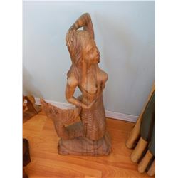 HAND CRAFTED CARVING - MERMAID - 21" TALL RETAIL $549
