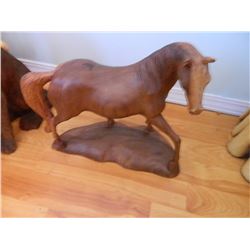 HAND CRAFTED SOLID WOOD CARVING - HORSE - 12" TALL - RETAIL $180