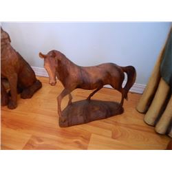 HAND CRAFTED SOLID WOOD CARVING - HORSE - 18" TALL - RETAIL $180