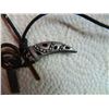 Image 4 : ROPE NECKLACE WITH 5 PENDANTS - HORN, CROSS, TAG & 2 RINGS