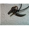 Image 5 : ROPE NECKLACE WITH 5 PENDANTS - HORN, CROSS, TAG & 2 RINGS