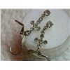 Image 3 : EARRINGS - RHINESTONE CROSS - LOCKING SHEPARD HOOKS