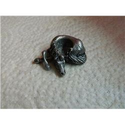 METAL ORNAMENT - HORSE & SWORD - STAMPED "EBJ"