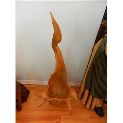 HAND CRAFTED SOLID WOOD CARVING - TEAK TREE ROOT BOWL - 30 ½"  TALL - RETAIL $190