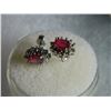 Image 3 : EARRINGS -  1 1/3  CTW OVAL FACETED AFRICAN CARDINAL RED RUBY & 2 ROUND FACETED DIAMONDS IN 925 STER