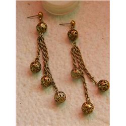 EARRINGS - 3 STRAND DANGLING - 2 3/4" LONG