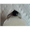 Image 3 : RING - CREATED BLACK SAPPHIRE & FLAWLESS CREATED DIAMOND IN 18K GOLD PLATED GERMAN SILVER SETTING - 