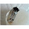 Image 4 : RING - CREATED BLACK SAPPHIRE & FLAWLESS CREATED DIAMOND IN 18K GOLD PLATED GERMAN SILVER SETTING - 