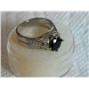 Image 5 : RING - CREATED BLACK SAPPHIRE & FLAWLESS CREATED DIAMOND IN 18K GOLD PLATED GERMAN SILVER SETTING - 