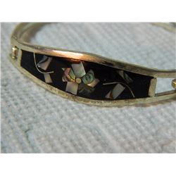 TAXCO MEXICAN SILVER BRACELET WITH INLAID ABALONE