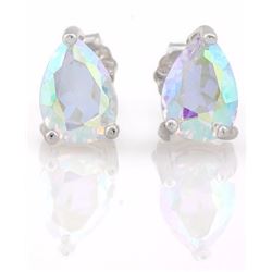 EARRINGS -  1 ½  CTW PEAR FACETED MERCURY MYSTIC TOPAZ IN 925 STERLING SILVER SETTING - RETAIL ESTIM