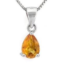 NECKLACE - 3/4 CT PEAR FACETED DARK GOLDEN YELLOW CITRINE IN 925 STERLING SILVER SETTING - INCLUDES 