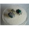Image 3 : EARRINGS -  1 1/3  CTW OVAL FACETED ENHANCED GENUINE RICH GREEN EMERALD & 2 ROUND FACETED DIAMONDS I