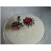 Image 3 : EARRINGS -  1 1/3  CTW OVAL FACETED AFRICAN CARDINAL RED RUBY & 2 ROUND FACETED DIAMONDS IN 925 STER
