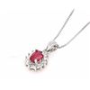 Image 2 : NECKLACE - 2/3 CT OVAL FACETED AFRICAN CARDINAL RED RUBY & ROUND FACETED DIAMOND IN 925 STERLING SIL