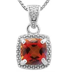 NECKLACE - 4/5 CT CUSION FACETED AZOTIC TOPAZ (MAGICAL ORANGE RAINBOW COLOR) & ROUND FACETED DIAMOND