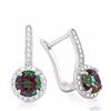 Image 2 : EARRINGS -  2 CTW ROUND FACETED MYSTIC GEMSTONE & 2 DIAMOND IN 925 STERLING SILVER SET - RETAIL ESTI