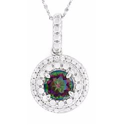 NECKLACE -  1 CARAT ROUND FACETED MYSTIC GEMSTONE & DIAMOND IN 925 STERLING SILVER SET - INCLUDES 20