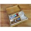 Image 2 : WOOD JEWELRY BOX & CONTENTS