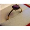 Image 3 : RING - RICH PURPLE ROUND CUSION CUT AMETHYST & 4 DIAMONDS IN STERLING SILVER SOLITAIRE DESIGNED SETT