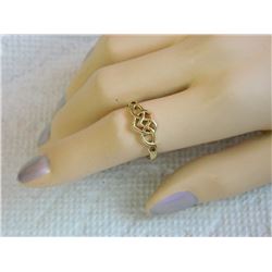 ESTATE -  10K RING - MICHEAL HILL JEWELER - HEART STAMPED "MHJ 10K" - SZ - 7 1/2 - CUT AT BOTTOM - 1