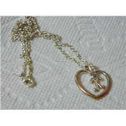 ESTATE - NECKLACE - AVON SP - HEART WITH RHINESTON STUDDED "K" IN CENTER - HEART 23mm tall