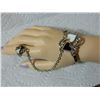 Image 2 : ESTATE - RING BRACELET SET WITH CHAIN - RING SZ 7 - SILVER? NON-FEROUR