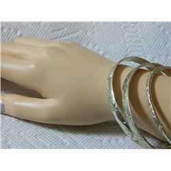 ESTATE - ETCHED BANGLE BRACELETS - SILVER? - NON-FEROUS - 3 TTL