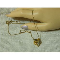 ESTATE - NECKLACE - GOLD OVER "925 ITALY" CHAIN WITH HEART PENDANT (GOLD OVER 925 SILVER) WITH CUBIC