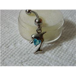 ESTATE - BODY JEWELRY - DOLPHIN WITH BLUE HEART