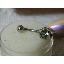 ESTATE - BODY JEWELRY - DOLPHIN WITH CLEAR STONE