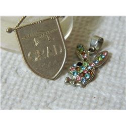 ESTATE - PENDANTS - GRAD 2000 & AS-IS RHINESTONE PLAYBOY BUNNY = 2PC TTL