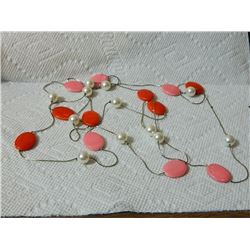 ESTATE - NECKLACE - FLOATING GEMS - SILVER? - NON FEROUS - 60" LONG