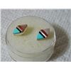 Image 3 : ESTATE - EARRINGS - STERLING SILVER WITH ABALONE - PIERCED