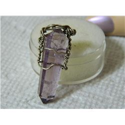 ESTATE - PENDANT - AMETHYST CRYSTAL - 6 SIDED - 30mm long