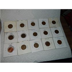 ESTATE - LOT OF ASSORTED USA PENNIES - 15 TLL