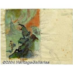 Frank Frazetta - Original Color Prelim for "Pon